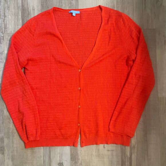 DRAPER JAMES Coral Gold Buttons Stitch Cardigan 1X *missing last button* - Picture 4 of 14